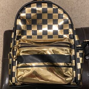 Gold and Black Checkered Backpack